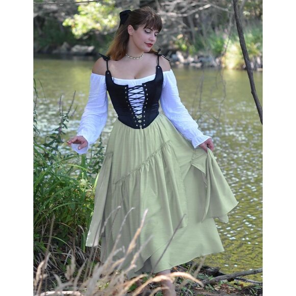 Comfortable Plus Size Mint Green Maxi Skirt with Pockets - Perfect for Cosplay - Picture 9 of 9